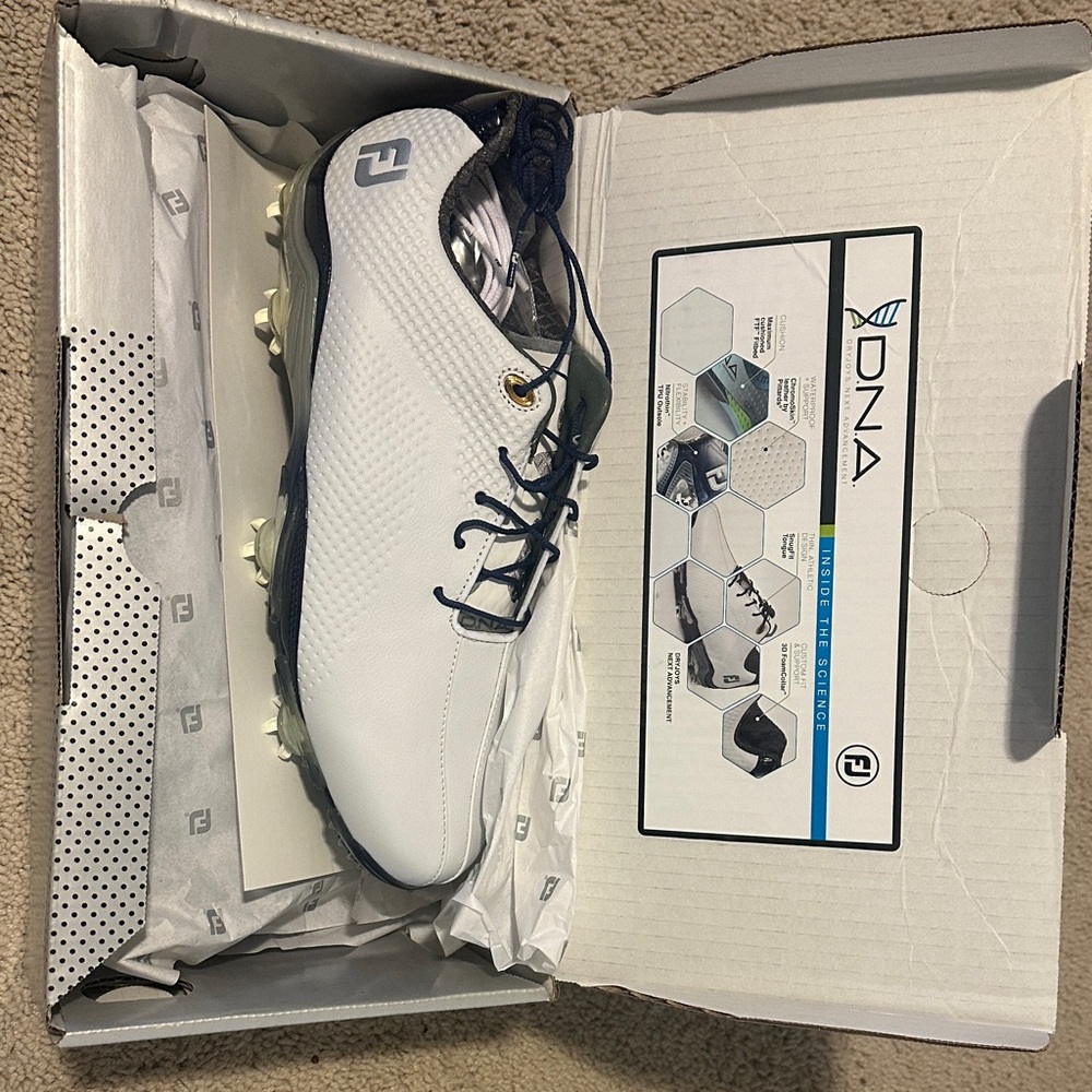 FootJoy Men's White and Navy Athletic Golf Shoes